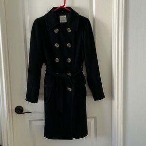 Old Navy Women’s Black Double-Breasted Trench Coat with Tie Belt